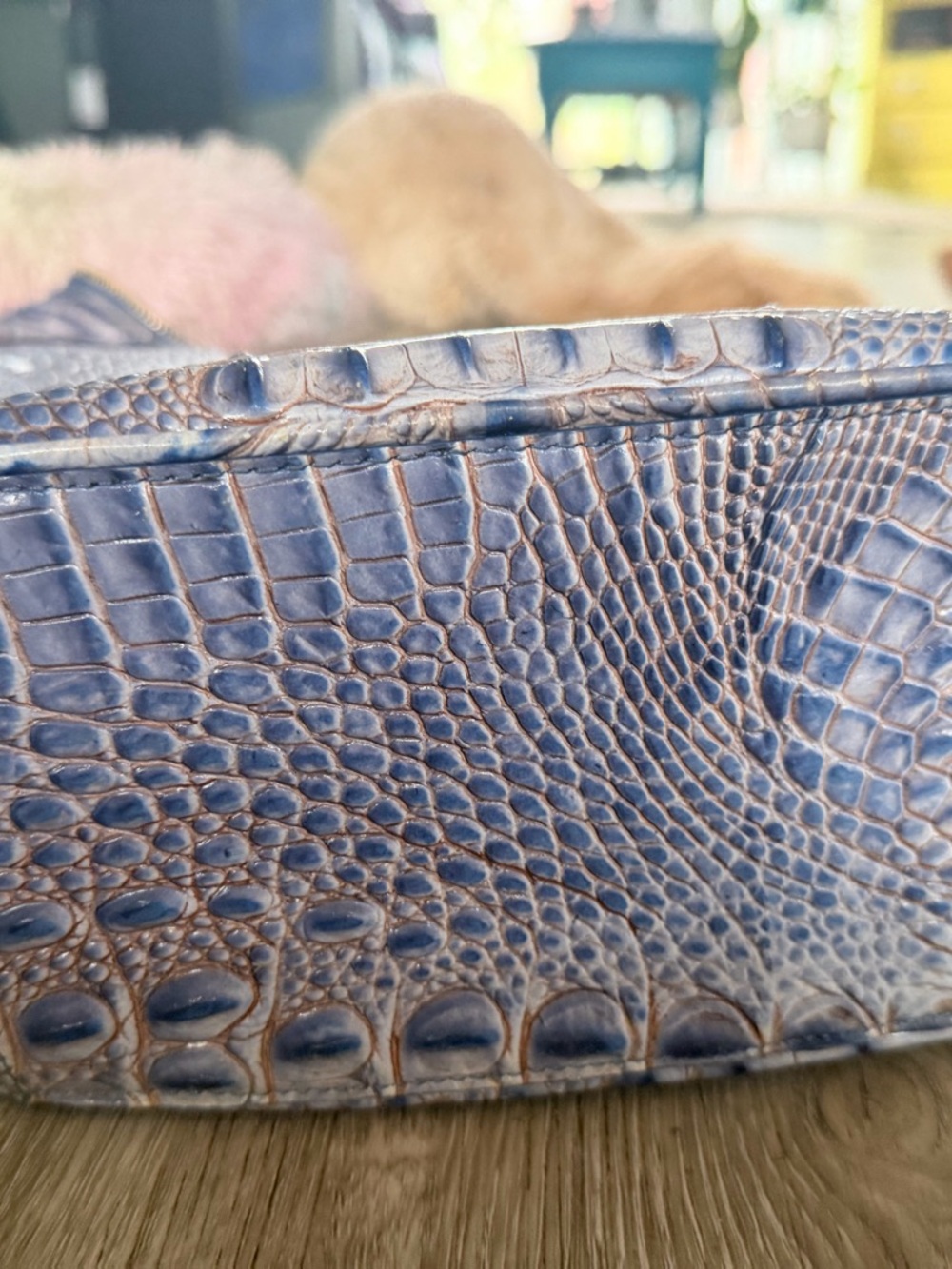 Brahmin Blue Croc-Embossed Shoulder Hobo with Matching Wallet - Unbranded - Picture 3 of 7